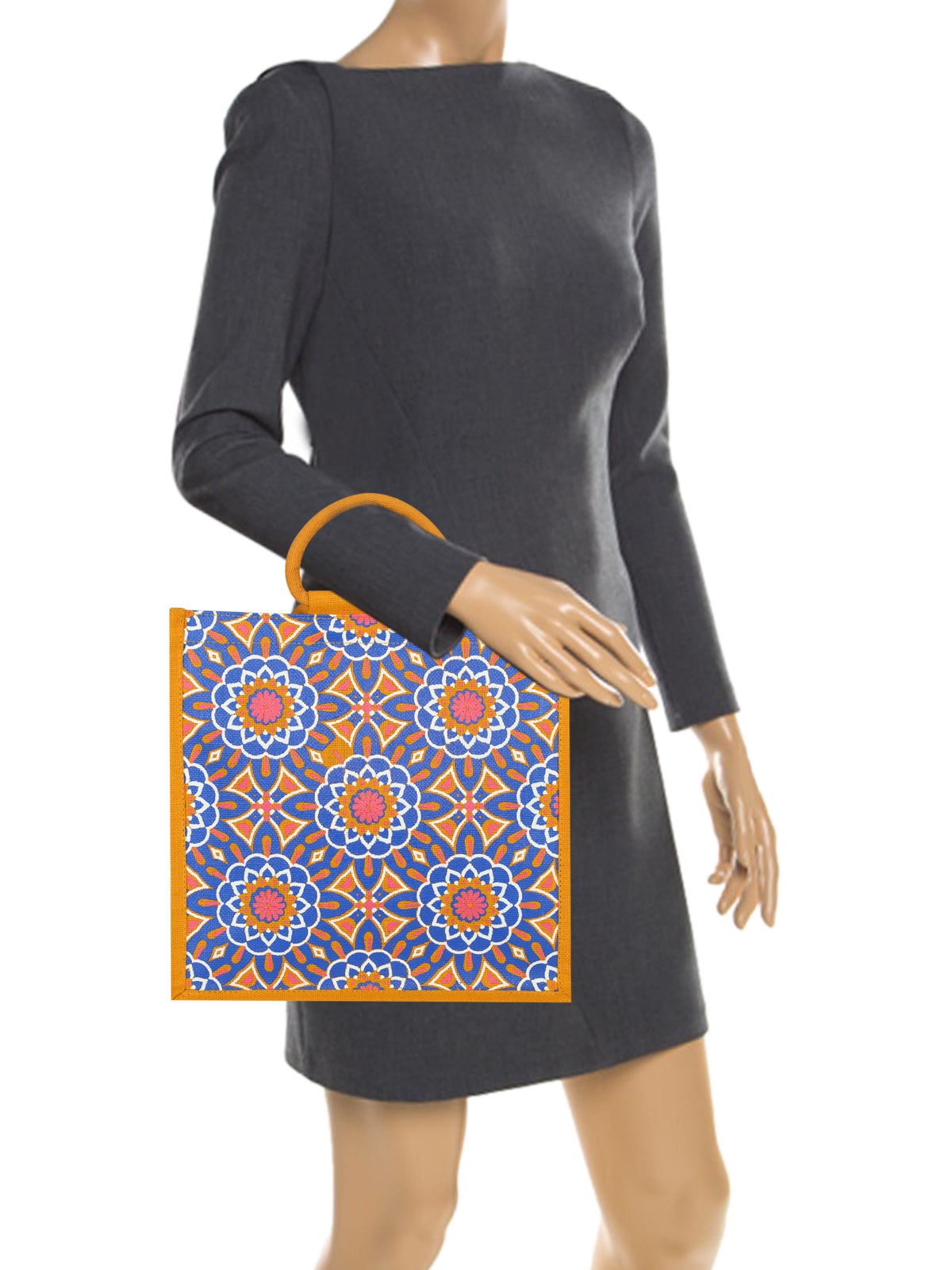 14 X 14 X 7 - MUGHAL PRINT ZIPPER (B-189-YELLOW)