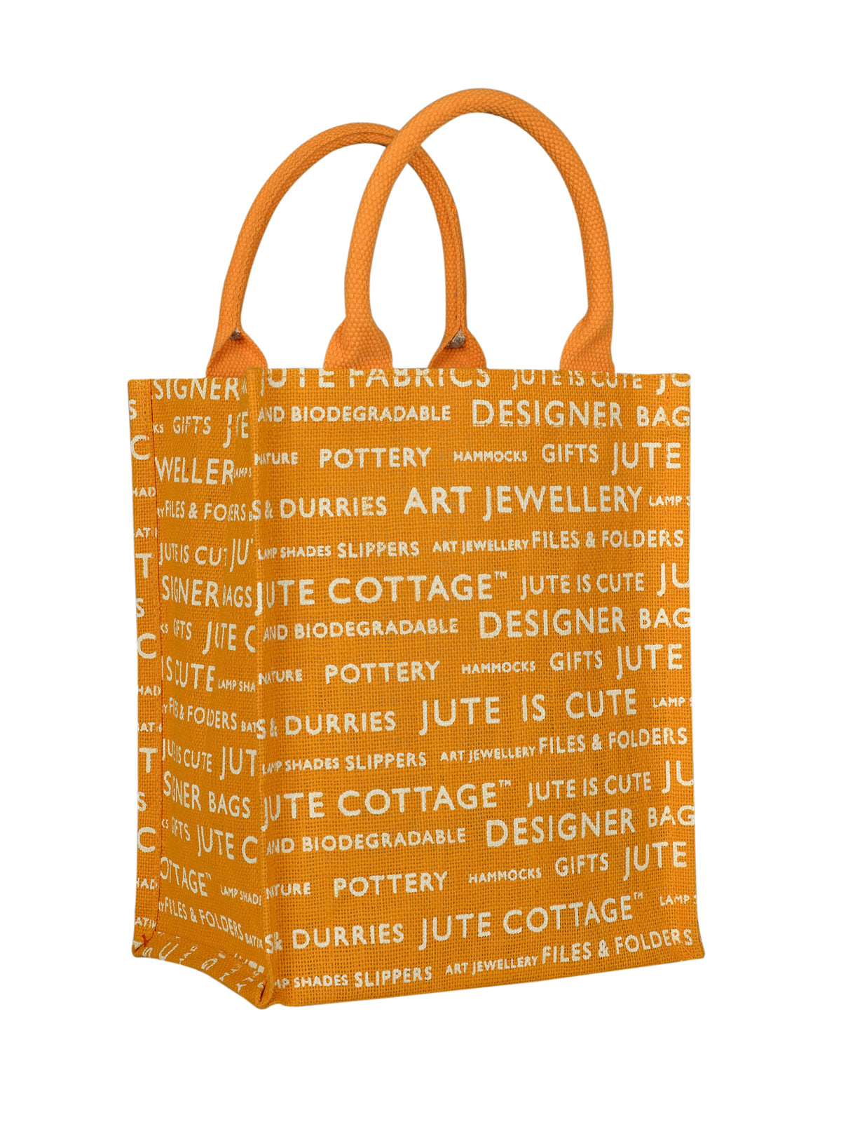 13 X 11 X 7 - JUTE COTTAGE PRINTED ZIPPER LUNCH BAG (B-038-YELLOW)