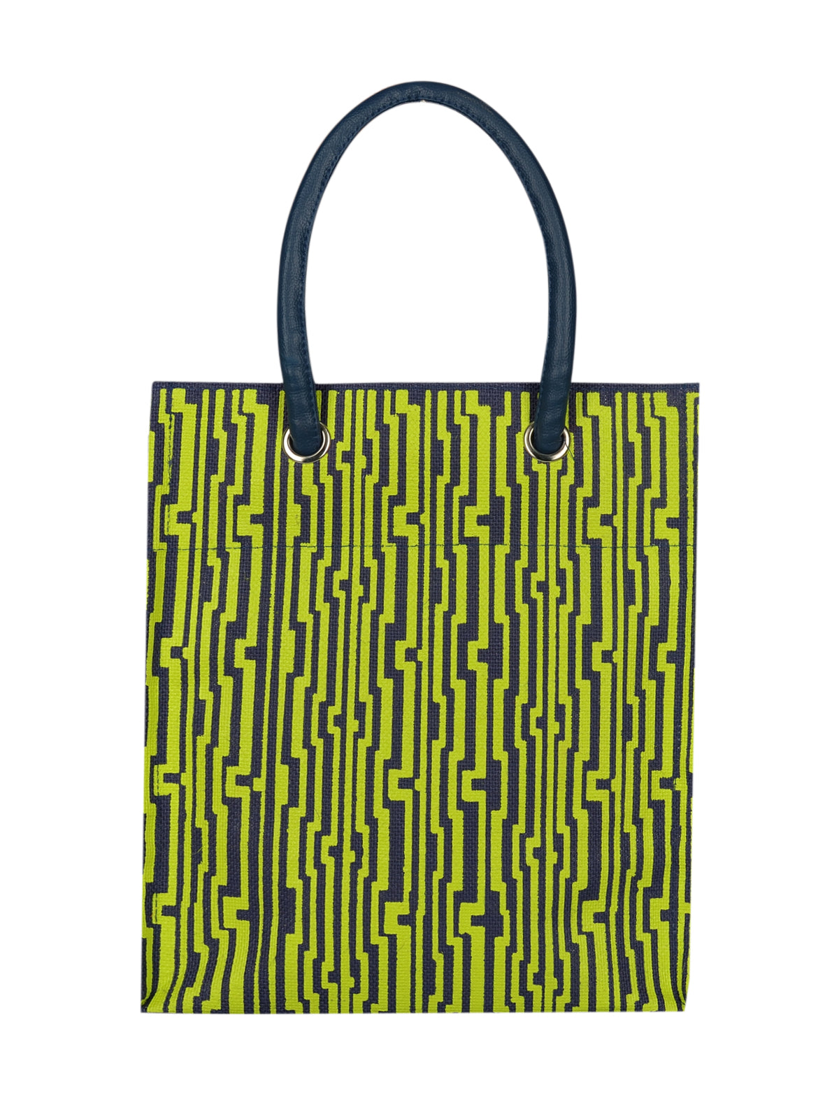 14 X 12 X 8 - BIG EYELET GEOMETRIC PRINT LUNCH WITH BOTTOM BOARD (B-134-BLUE/GREEN)