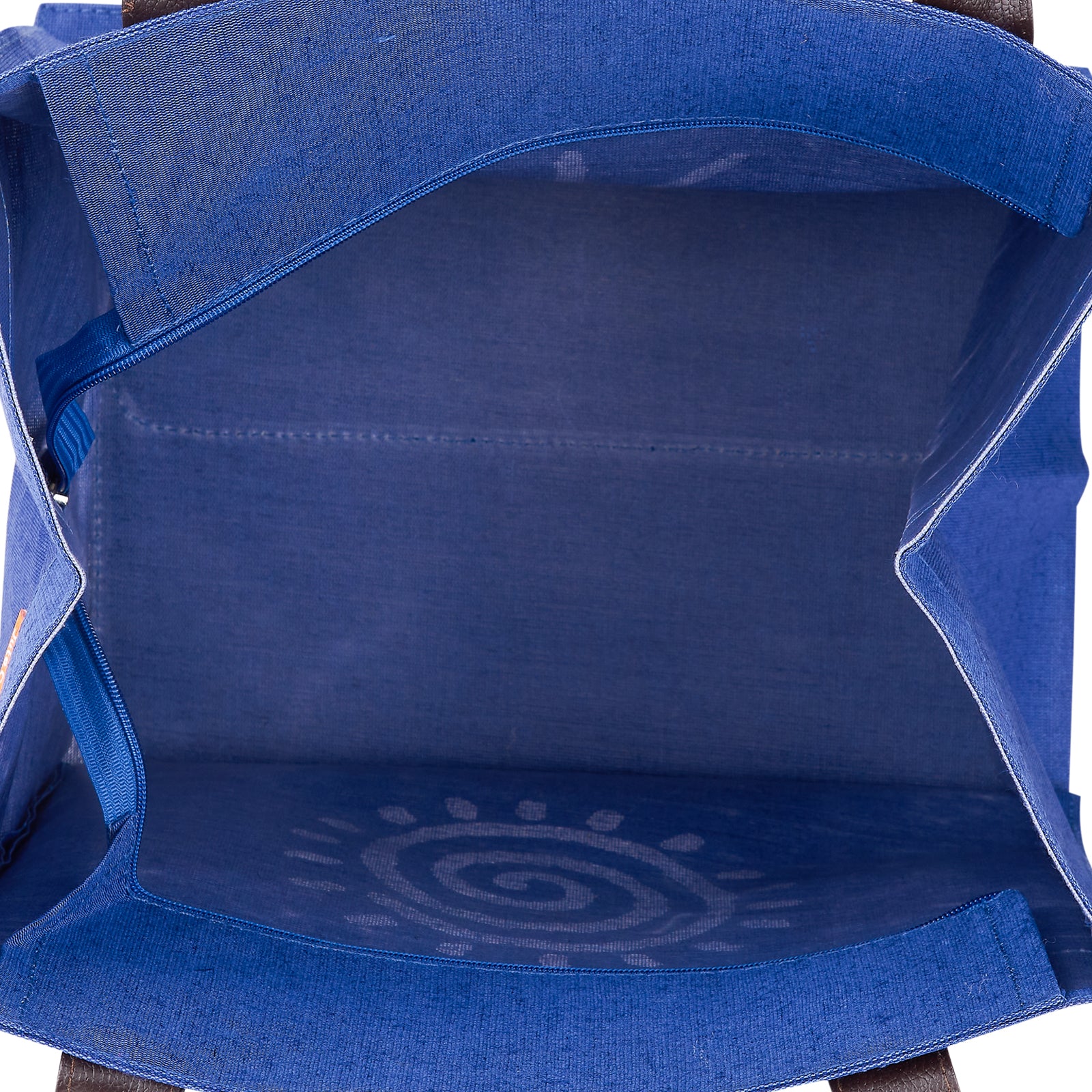 JUTE COTTAGE JUCO PU HANDLE ZIPPER SHOPPING BAG WITH BOTTOM BOARD, SUSTAINABLE, ECO-FRIENDLY, 100% GENUINE, STYLISH (BRIGHT BLUE 15X13X10)