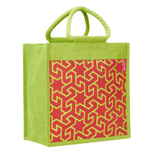 Load image into Gallery viewer, 12 X 12 X 7 - GEOMETRIC MOTIF LUNCH ZIPPER (B-240-GREEN/RED)
