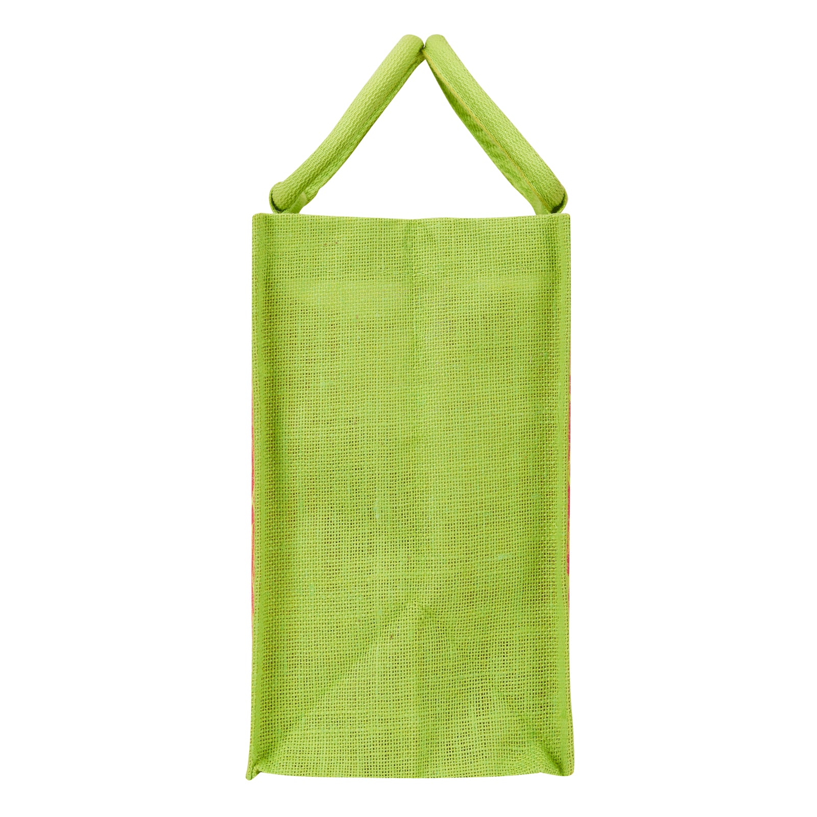 JUTE COTTAGE GEOMETRIC MOTIF PRINT LUNCH ZIPPER, SUSTAINABLE, ECO-FRIENDLY, 100% GENUINE JUTE, STYLISH (GREEN/RED 12X12X7)