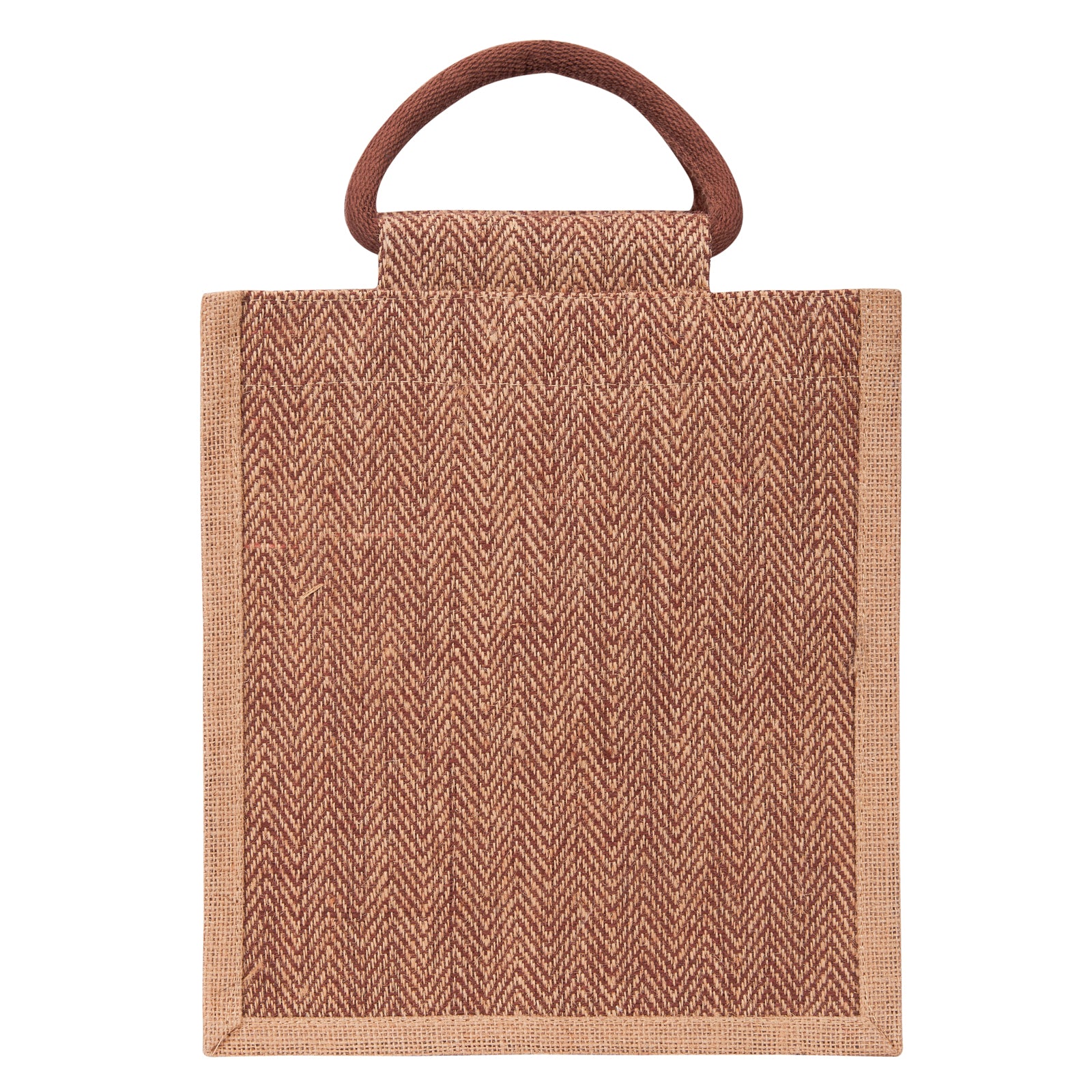 JUTE COTTAGE HERRINGBONE JUTE LUNCH ZIPPER, SUSTAINABLE, ECO-FRIENDLY, 100% GENUINE JUTE, STYLISH (BROWN 11X10X7)