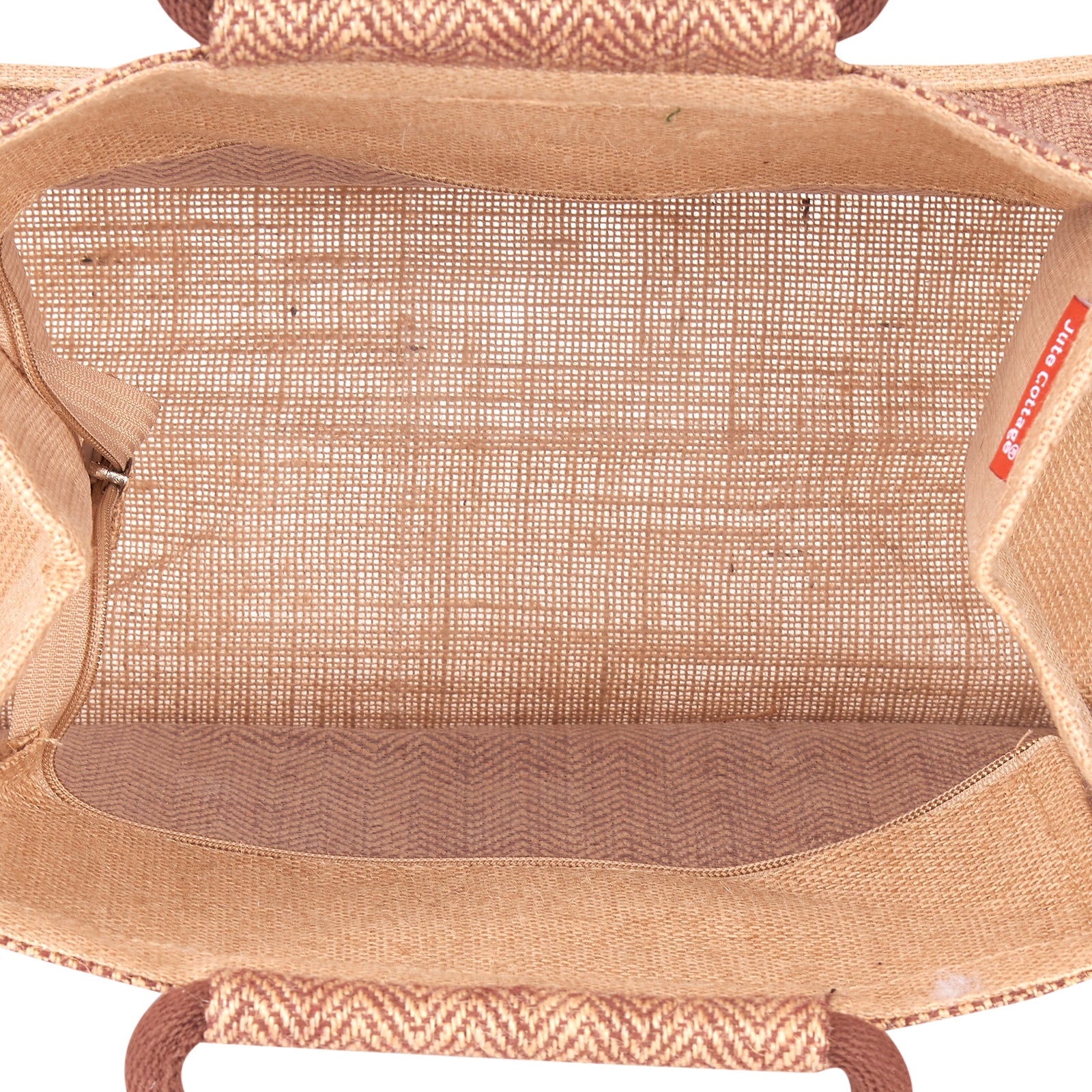 JUTE COTTAGE HERRINGBONE JUTE LUNCH ZIPPER, SUSTAINABLE, ECO-FRIENDLY, 100% GENUINE JUTE, STYLISH (BROWN 11X10X7)