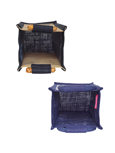 Combo of BOTTLE BAG WARLI PRINT 2 (B-162-BLUE) and BOTTLE BAG WARLI PRINT 2 (B-163-NATURAL/BLACK)