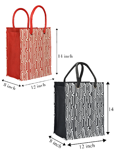 Combo of 14X12 BIG EYELET GEOMETRIC PRINT LUNCH (B-134-RED/WHITE) and 14X12 BIG EYELET GEOMETRIC PRINT LUNCH (B-134-BLACK/WHITE)