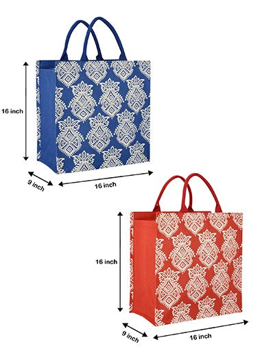 Combo of 16x16 PRINTED ZIPPER JUTE (B-102-BRIGHT BLUE) and 16x16 PRINTED ZIPPER JUTE (B-102-RED)