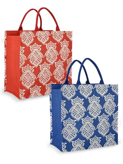 Combo of 16x16 PRINTED ZIPPER JUTE (B-102-BRIGHT BLUE) and 16x16 PRINTED ZIPPER JUTE (B-102-RED)
