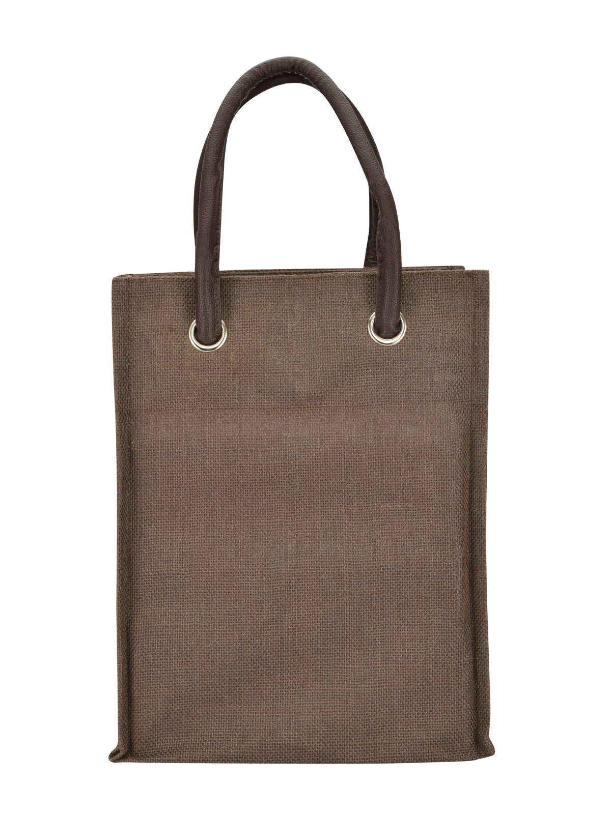 JUTE COTTAGE BIG EYELET PLAIN LUNCH BAG, SUSTAINABLE, ECO-FRIENDLY, 100% GENUINE JUTE, STYLISH (BROWN 13X10X7)