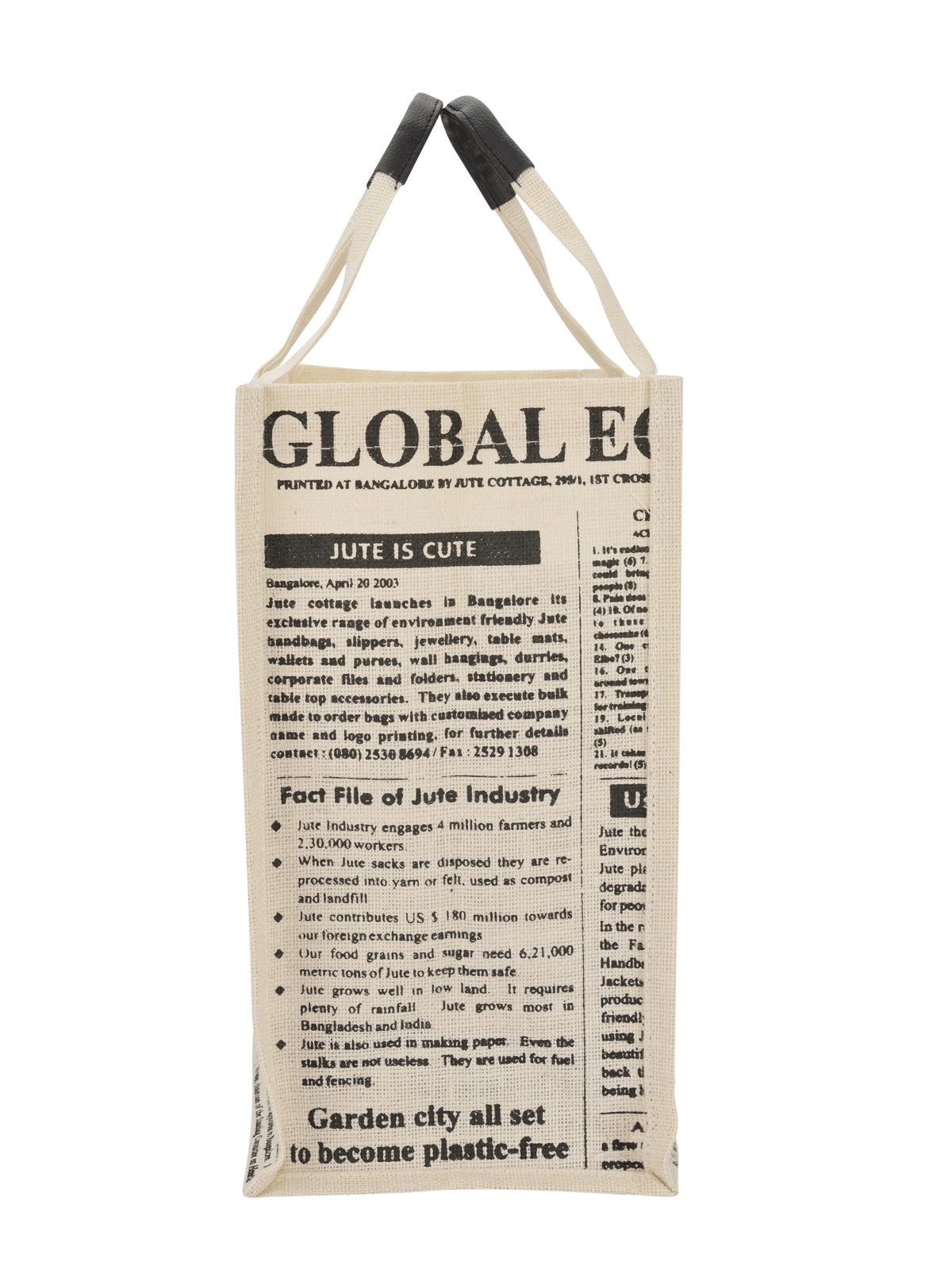 JUTE COTTAGE GLOBAL SHOPPING BAG, SUSTAINABLE, ECO-FRIENDLY, 100% GENUINE JUTE, STYLISH (WHITE 15X13X8)