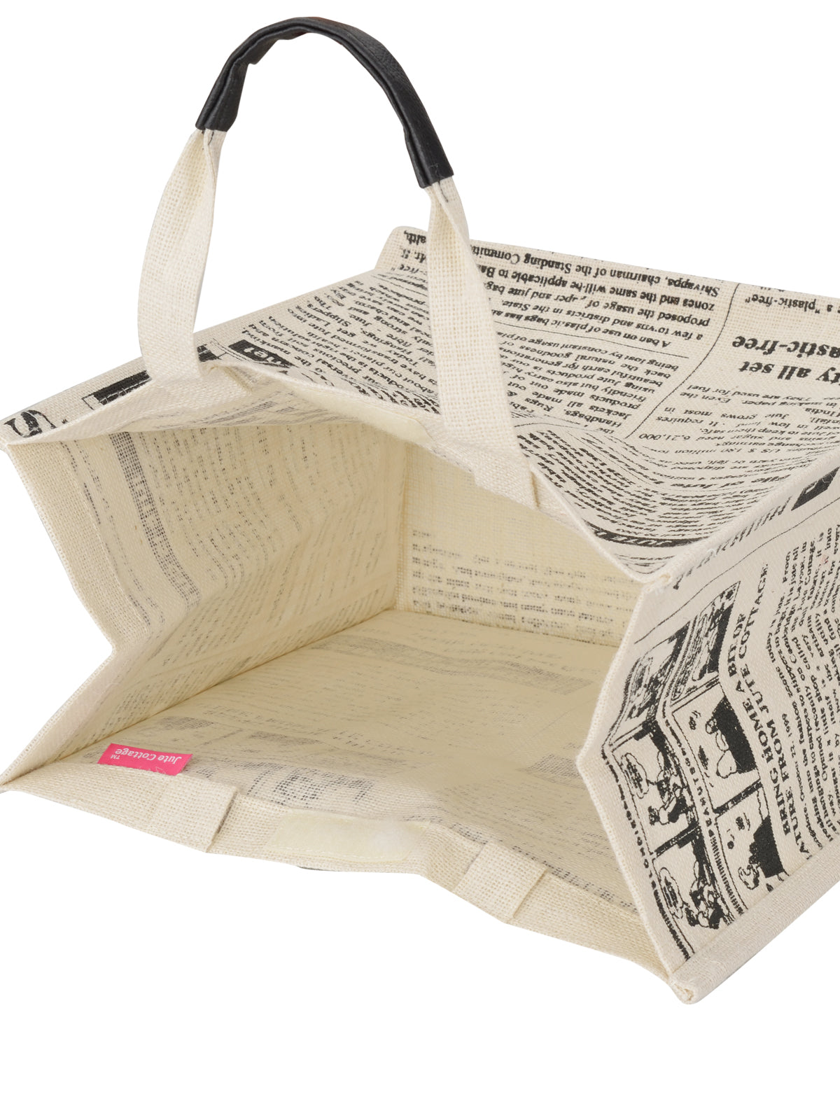 JUTE COTTAGE GLOBAL SHOPPING BAG, SUSTAINABLE, ECO-FRIENDLY, 100% GENUINE JUTE, STYLISH (WHITE 15X13X8)