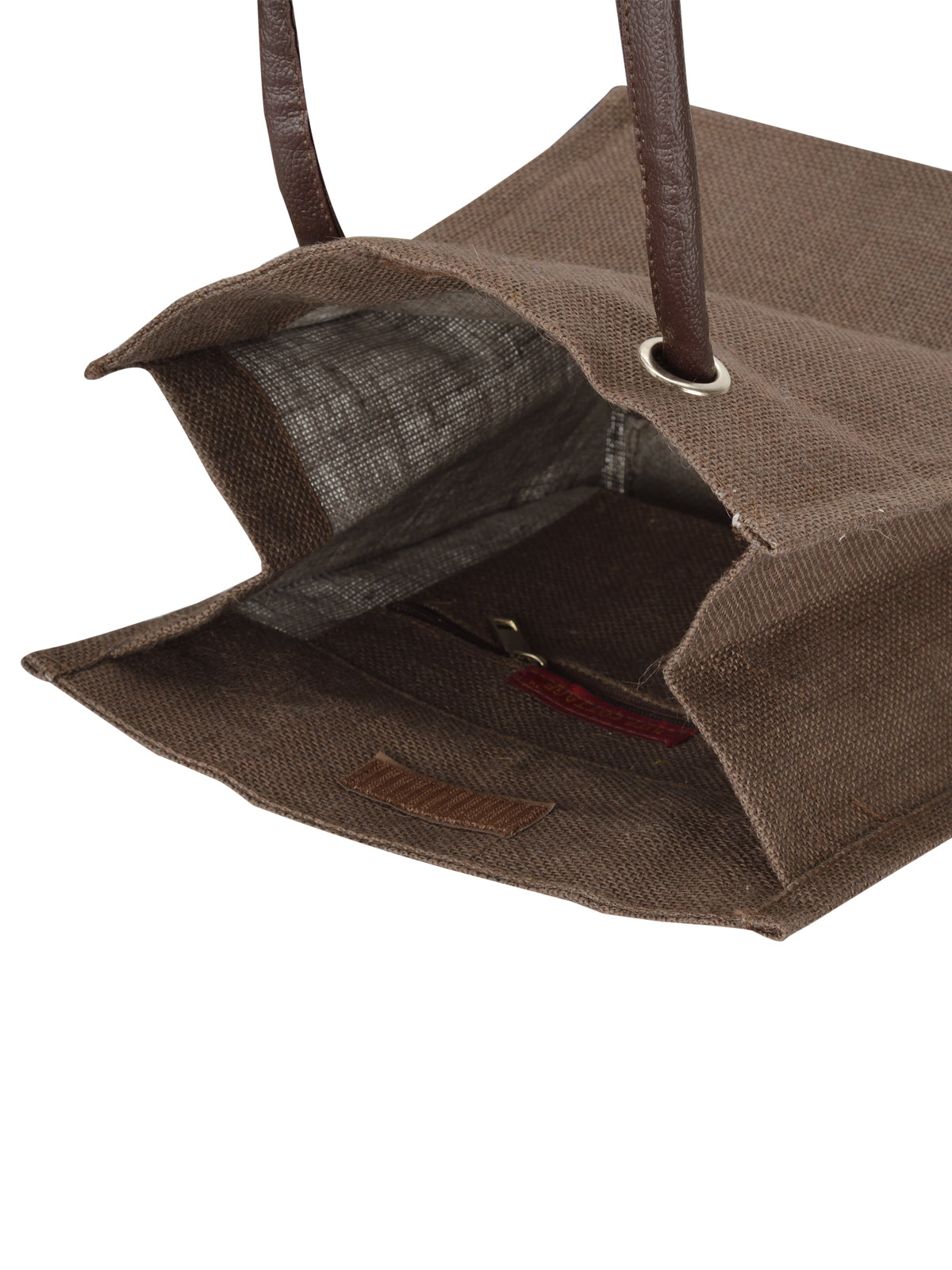 JUTE COTTAGE BIG EYELET PLAIN LUNCH BAG, SUSTAINABLE, ECO-FRIENDLY, 100% GENUINE JUTE, STYLISH (BROWN 13X10X7)