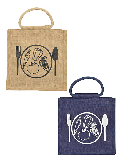 Combo of 10X10 SPOON & FORK PRINT LUNCH BAG ZIPPER (B-184-NATURAL) and 10X10 SPOON & FORK PRINT LUNCH BAG ZIPPER (B-184-NAVY BLUE)
