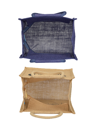 Combo of 10X10 SPOON & FORK PRINT LUNCH BAG ZIPPER (B-184-NATURAL) and 10X10 SPOON & FORK PRINT LUNCH BAG ZIPPER (B-184-NAVY BLUE)