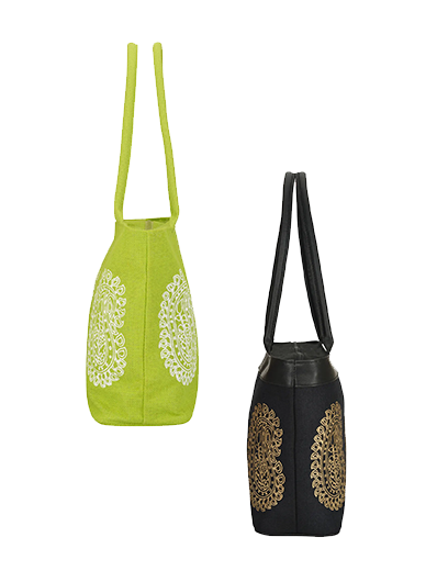 Combo of MANGO PRINT JUTE BAG (D-213-GREEN) and MANGO PRINT JUCO (D-180-BLACK)