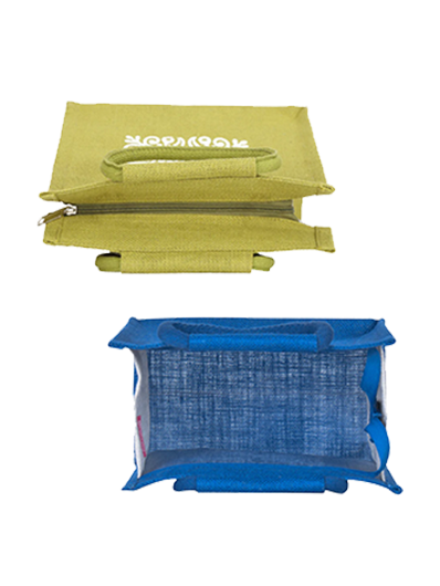 Combo of 10 X 10 MOTIF ZIPPER LUNCH (B-014-BRIGHT BLUE) and 10 X 10 MOTIF ZIPPER LUNCH (B-014-OLIVE GREEN)
