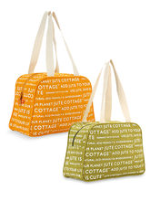 Load image into Gallery viewer, Combo of TAPE HANDLE LUNCH ZIPPER (JUTE COTTAGE PRINTED) - (B-035-YELLOW)  and TAPE HANDLE LUNCH ZIPPER (JUTE COTTAGE PRINTED) - (B-035-OLIVE GREEN)
