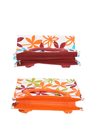 Combo of 12X12 JUCO PRINTED ZIPPER (B-073-MAROON) and 12X12 JUCO PRINTED ZIPPER (B-073-ORANGE)