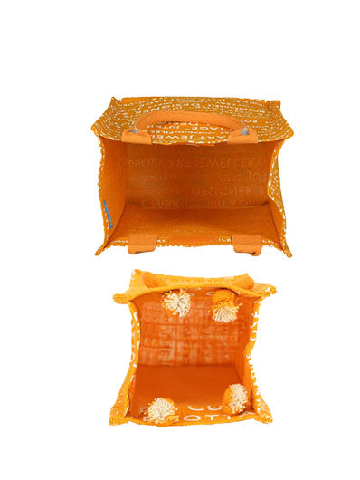 Combo of 13 X 11 JUTE COTTAGE PRINTED ZIPPER (B-038-YELLOW) and BOTTLE BAG JUTE COTTAGE PRINTED (B-062-YELLOW)