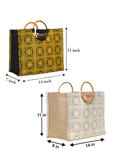 Combo of Mughal Cane Lunch bag(Natural & Black)