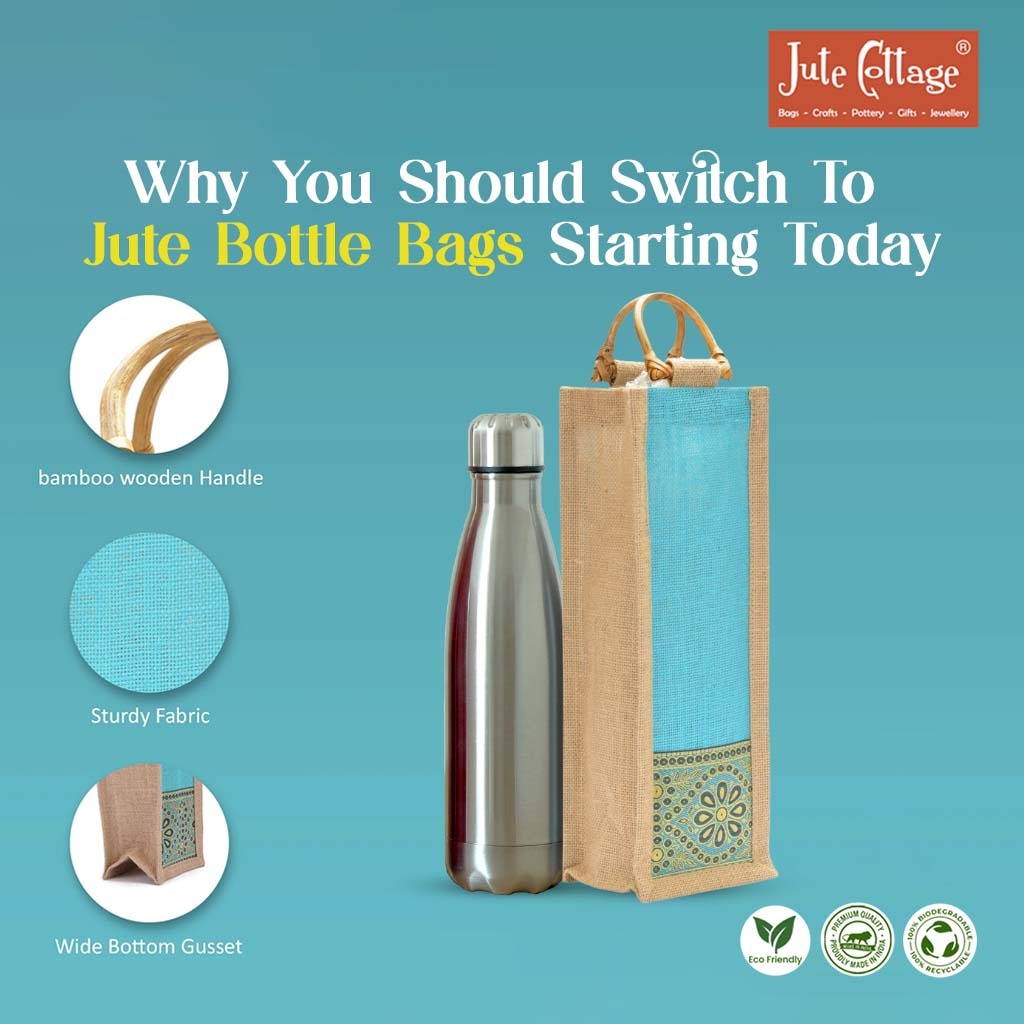 Jute Water Bottle Bag Jute Cottage