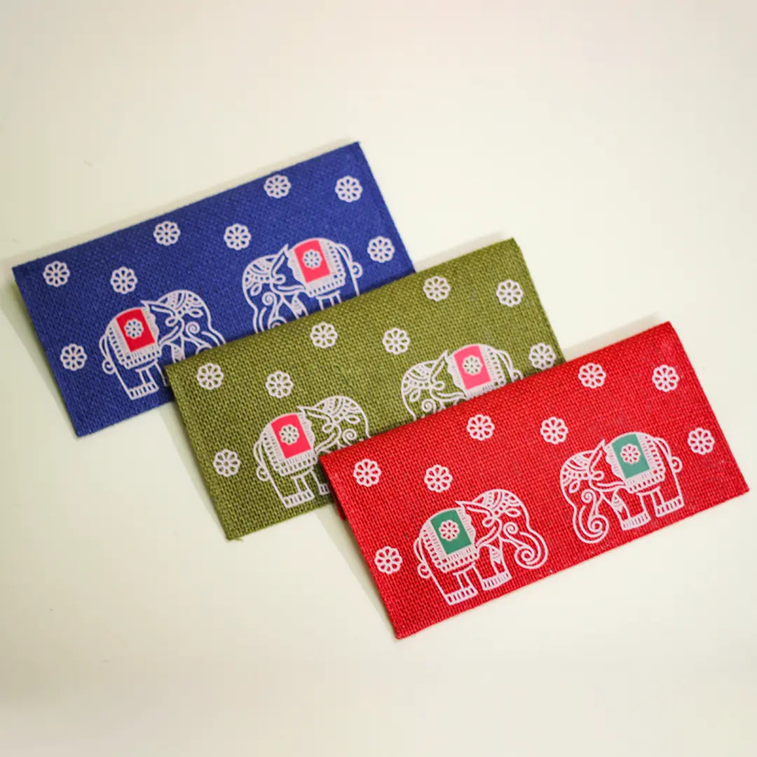 Elephant & Flower Jute Envelope(Pack of 3)