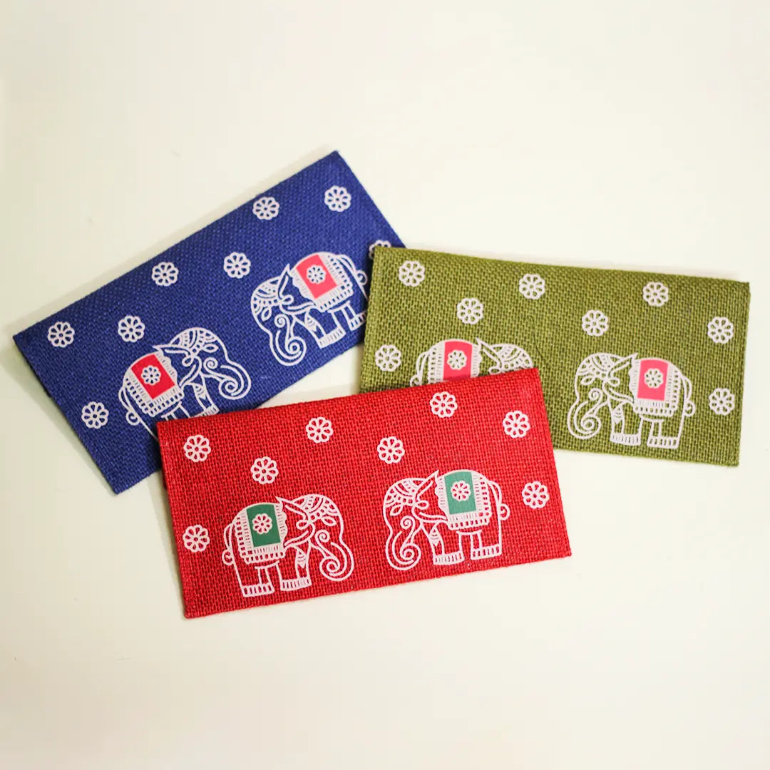 Elephant & Flower Jute Envelope(Pack of 3)