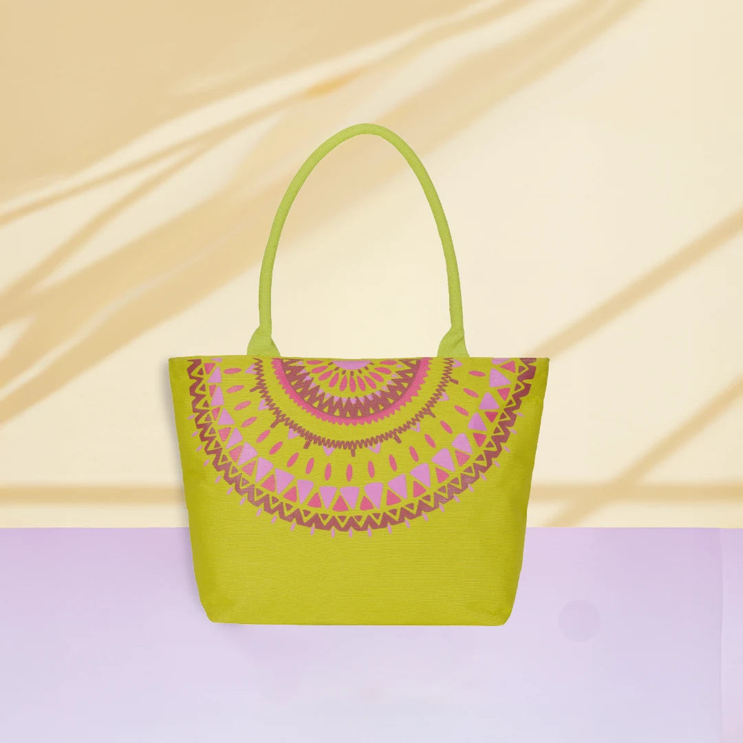 Combo of Mandala Neck print Handbag(Green and Natural)