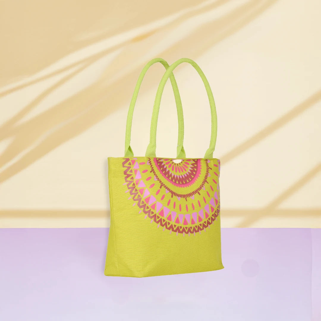 Combo of Mandala Neck print Handbag(Green and Natural)