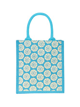 Load image into Gallery viewer, 11 X 10 X 7 - JUTE POCKET ZIPPER LUNCH  (B-129-PEACOCK BLUE)
