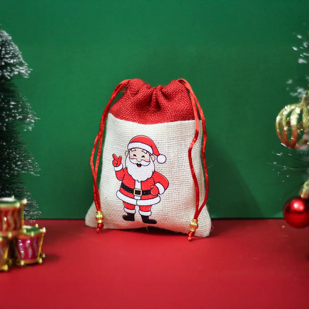 Santa Claus Christmas string pouch