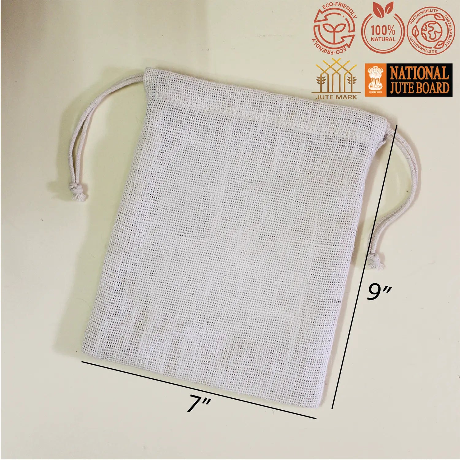 Plain White Jute Pouch (Medium)- Pack of 100