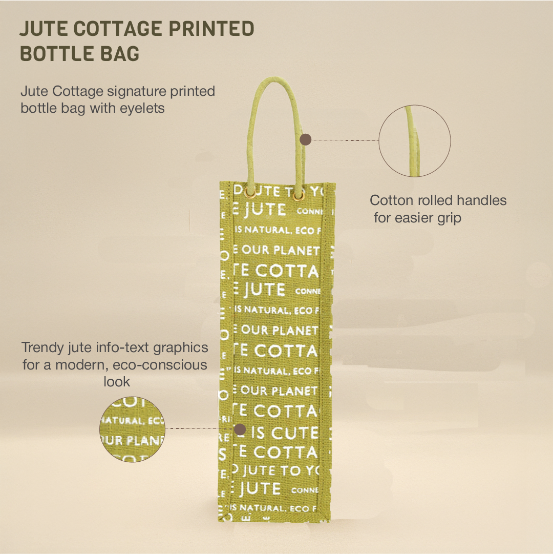 Jute Cottage Printed Bottle Bag