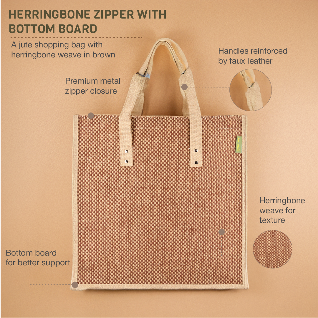 Herringbone Jumbo Jute Shopping Bag