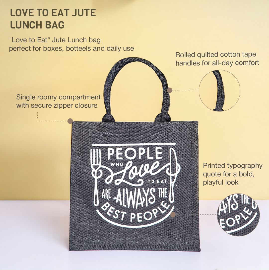 Love to Eat Jute Lunch Bag