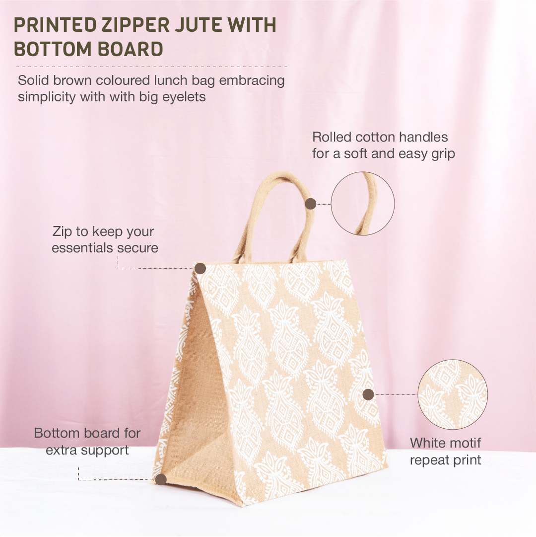 Printed Zipper Jute with Bottom Board