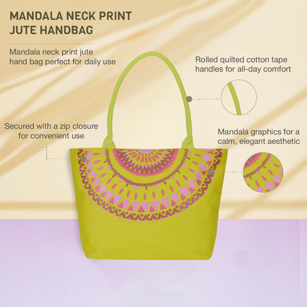 Combo of Mandala Neck print Handbag(Green and Natural)