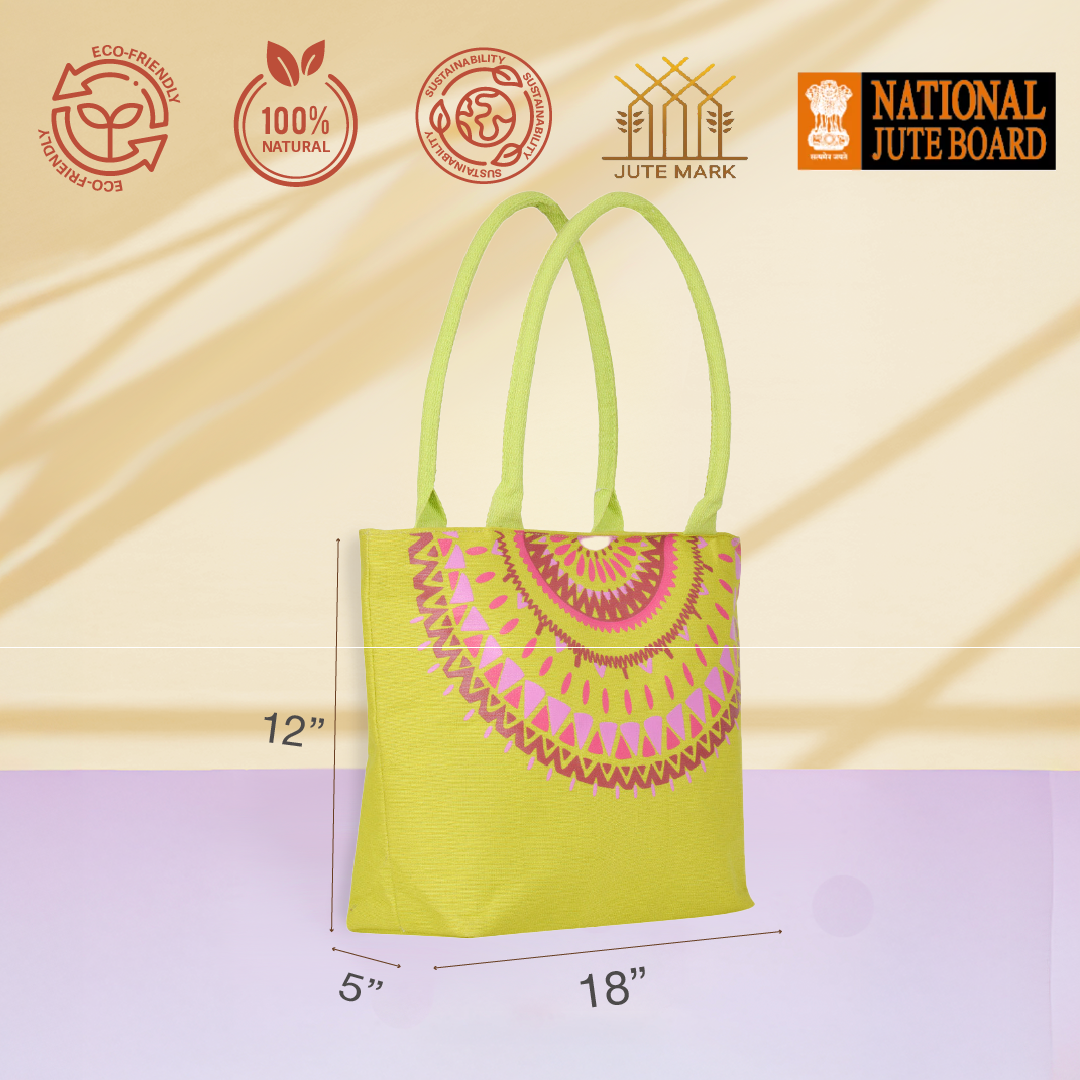 Combo of Mandala Neck print Handbag(Green and Natural)