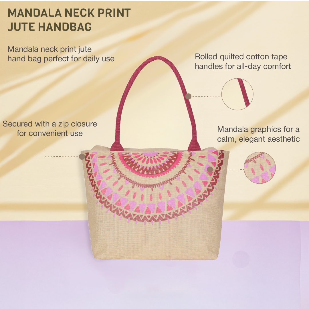 Combo of Mandala Neck print Handbag(Green and Natural)