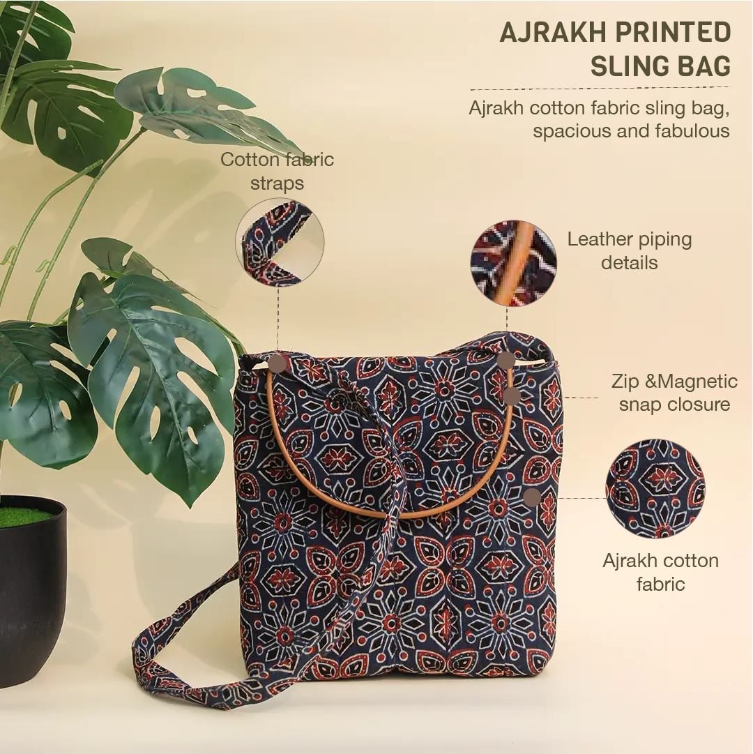 Ajrakh Printed Sling Bag