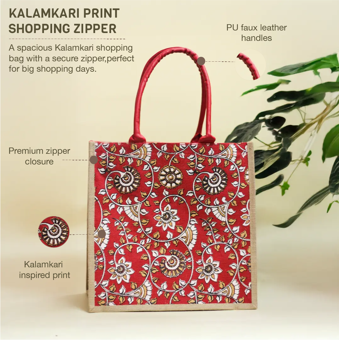 Kalamkari Print Shopping Zipper