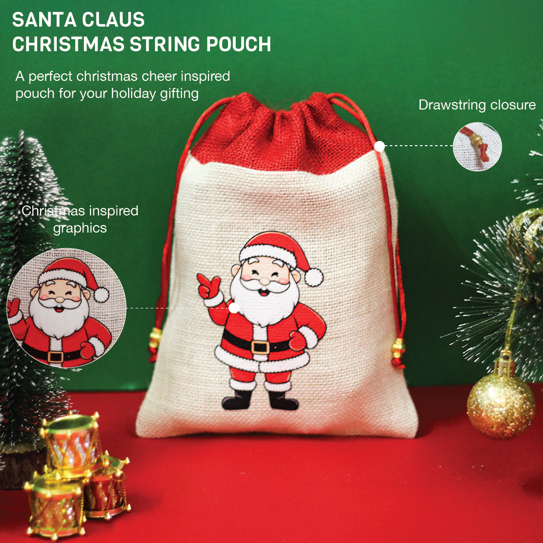 Santa Claus Christmas string pouch