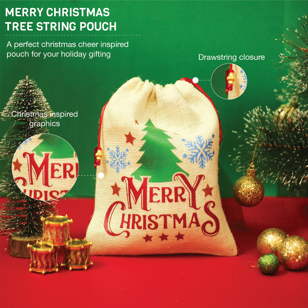 Merry Christmas Tree string pouch