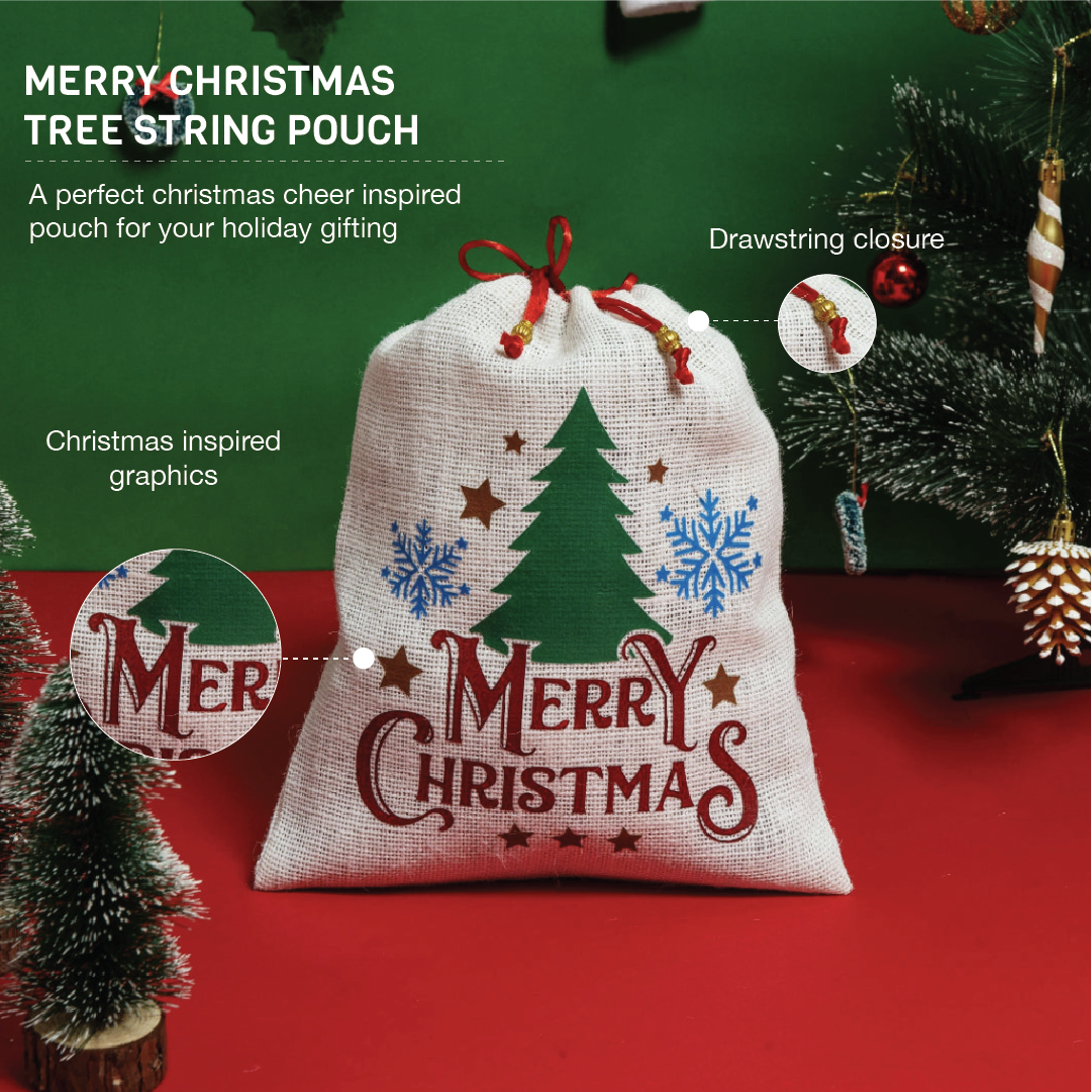 Merry Christmas Tree string pouch