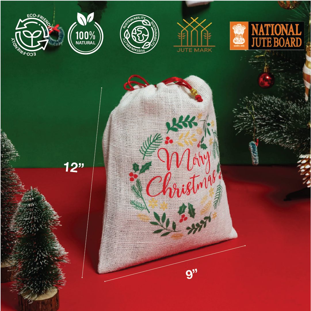 Merry Christmas Wreath String pouch