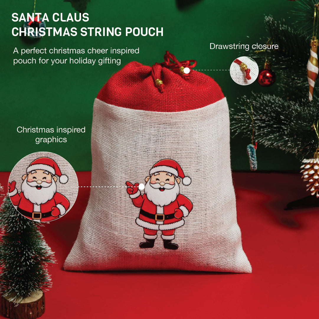 Santa Claus Christmas string pouch
