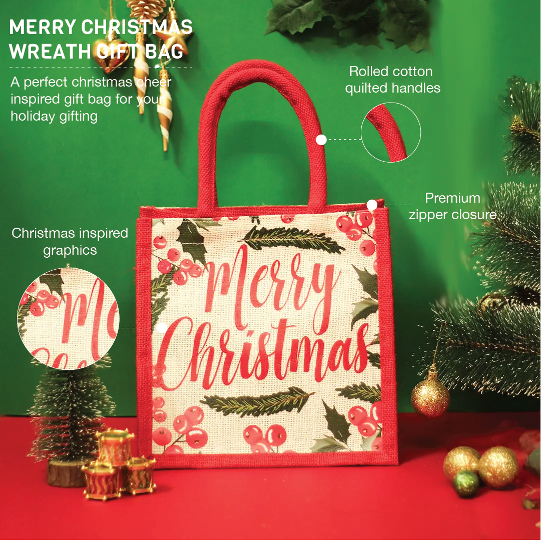 Merry Christmas Wreath Gift bag