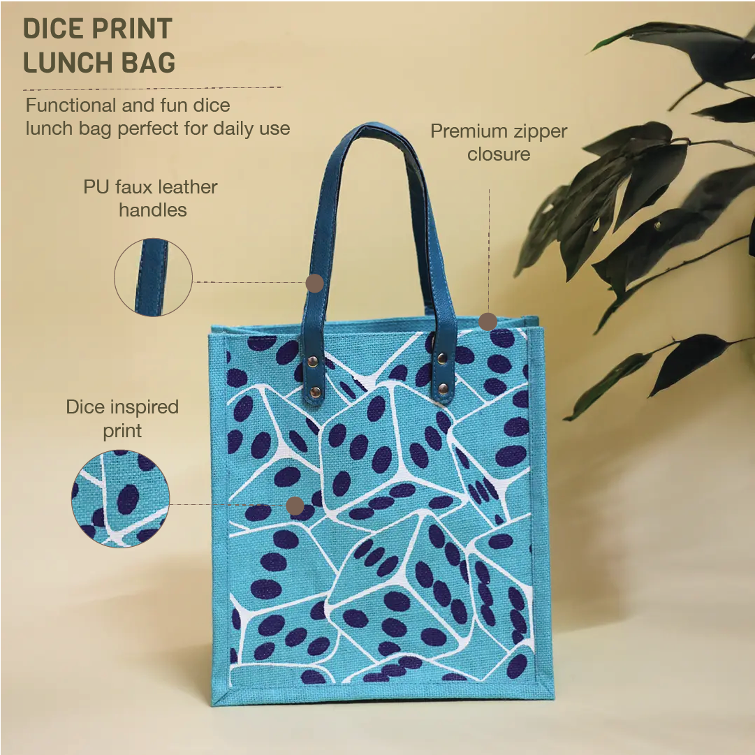 Dice Print Zipper Lunch Bag