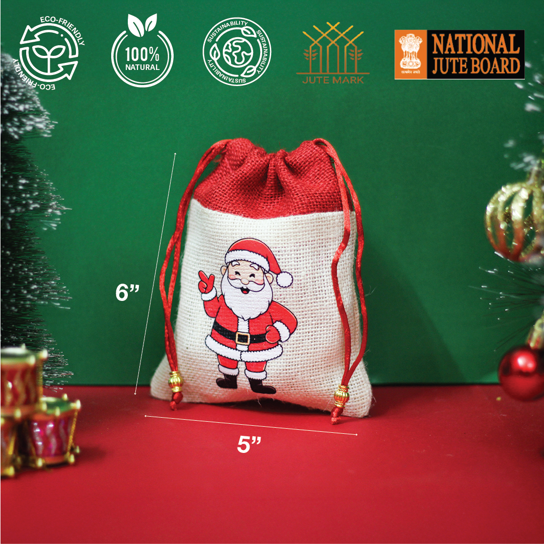 Santa Claus Christmas string pouch