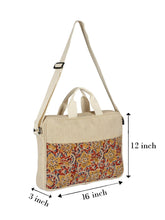 Load image into Gallery viewer, LAPTOP BAG KALAMKARI POCKET (D-233-NATURAL)

